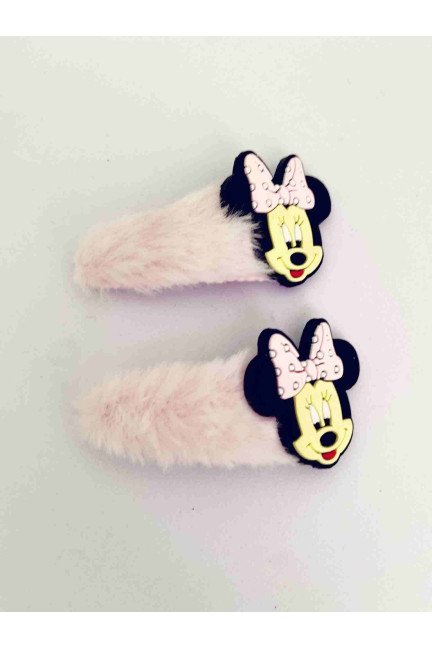 Mickey Detay Açık Pembe Peluş Çıtçıt Toka